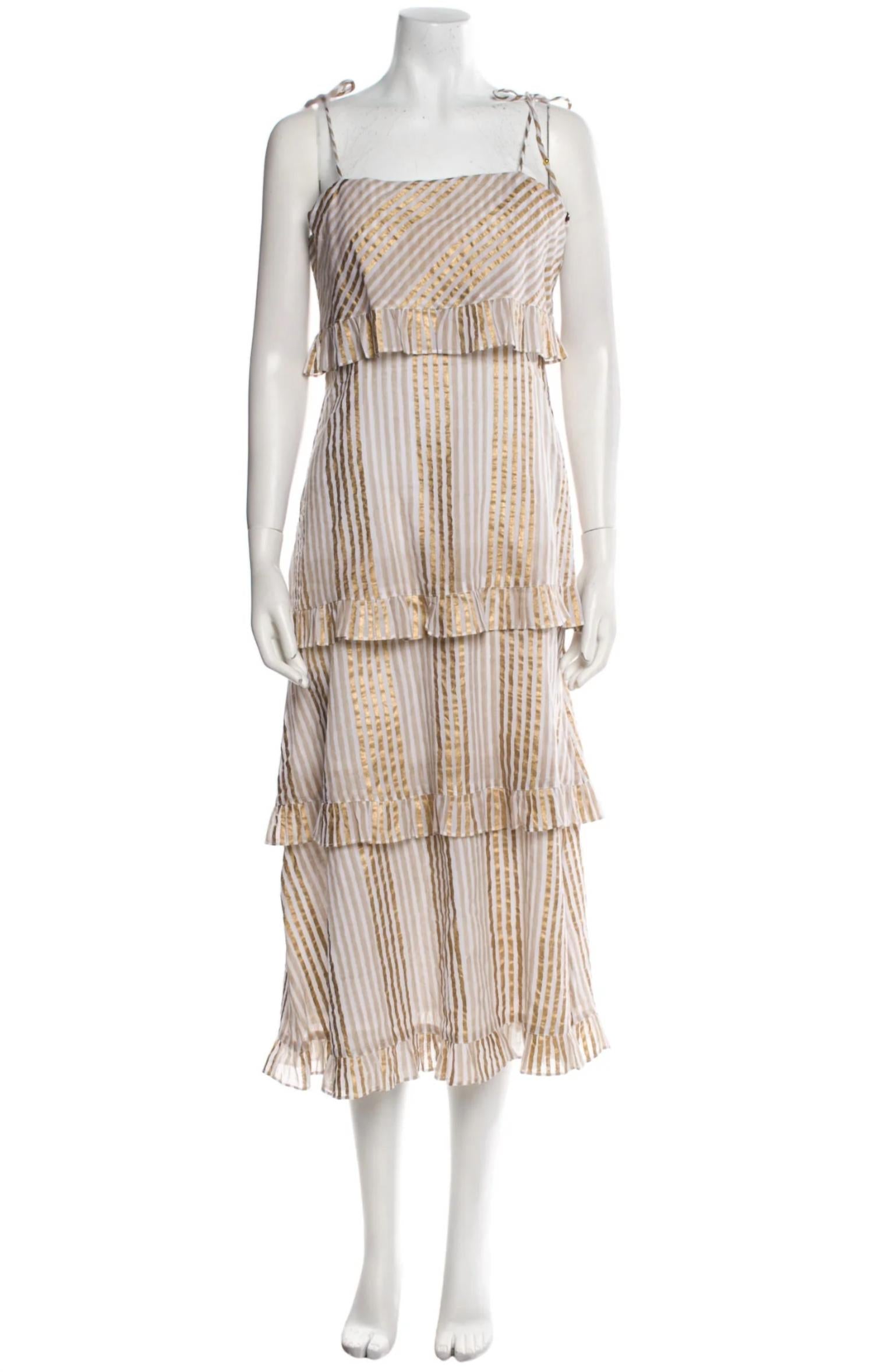 Oliphant - Tie Strap Ruffle Midi Dress
