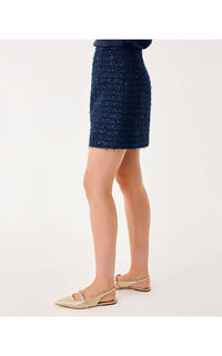 Lilly Pulitzer Kels Mini Skirt in low tide navy after party lurex boucle - women's skirt - view 4