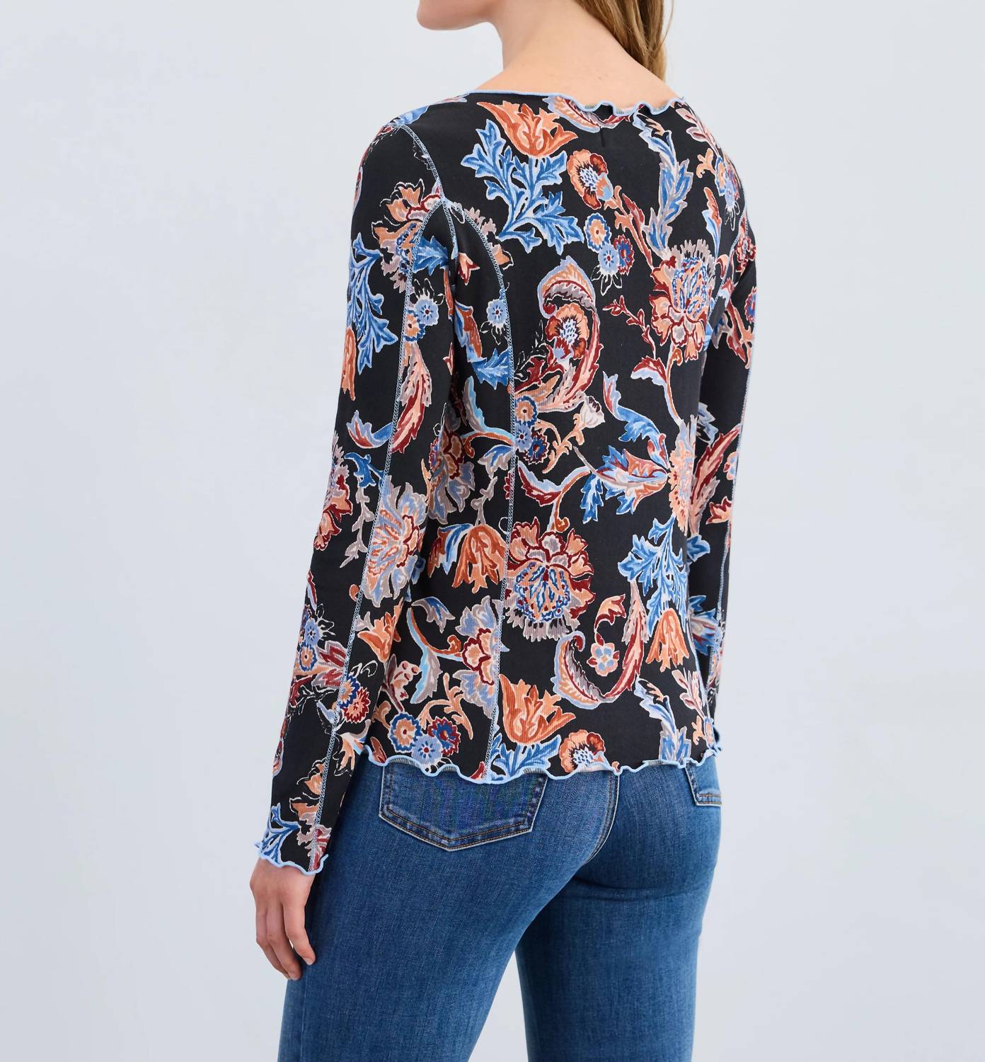 Fdj - Ribbed Paisley Boatneck Tee