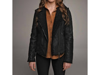 MAURITIUS Adina Rf Leather Jacket in black - women's jacket