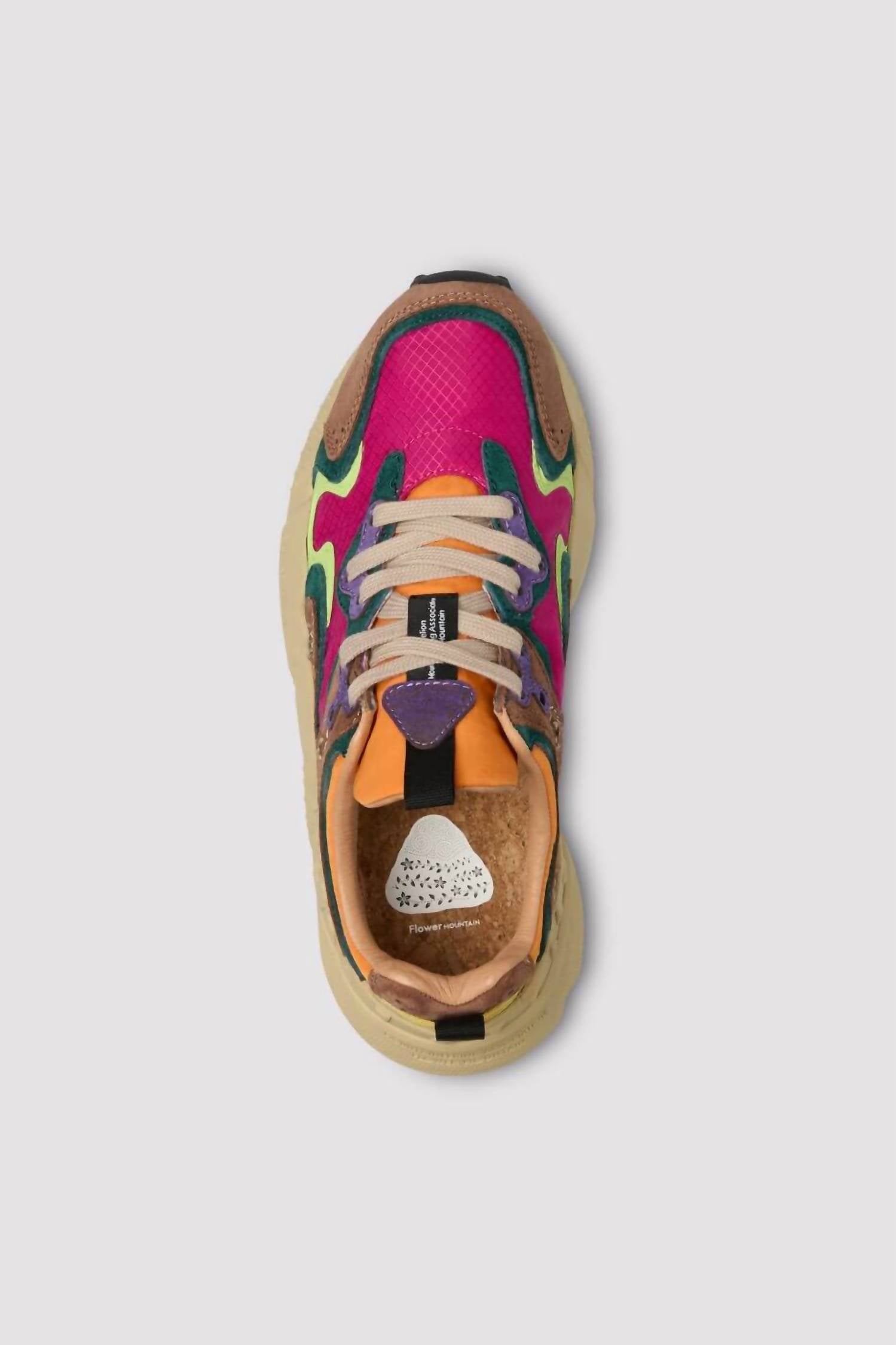 Flower Mountain Women's Rulis Squared Sneakers in light brown bordeaux lime - women's sneaker - view 4