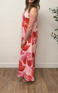 Shop Sevenday - Floral Print Strap Linen Maxi Dress
