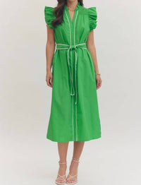 Entro - Ruffle Sleeve Midi Dress