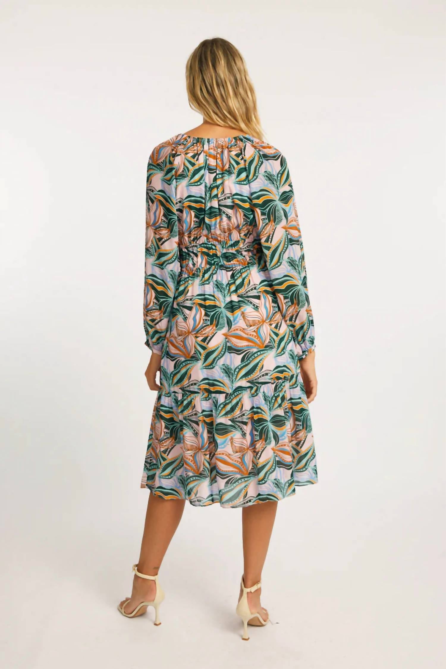CABALLERO Quinn Midi Dress in sea leaves - women's dress - detail view
