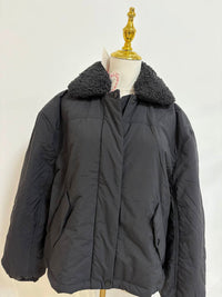 Umgee - Women's Puffer Jacket With Detachable Sherpa Collar