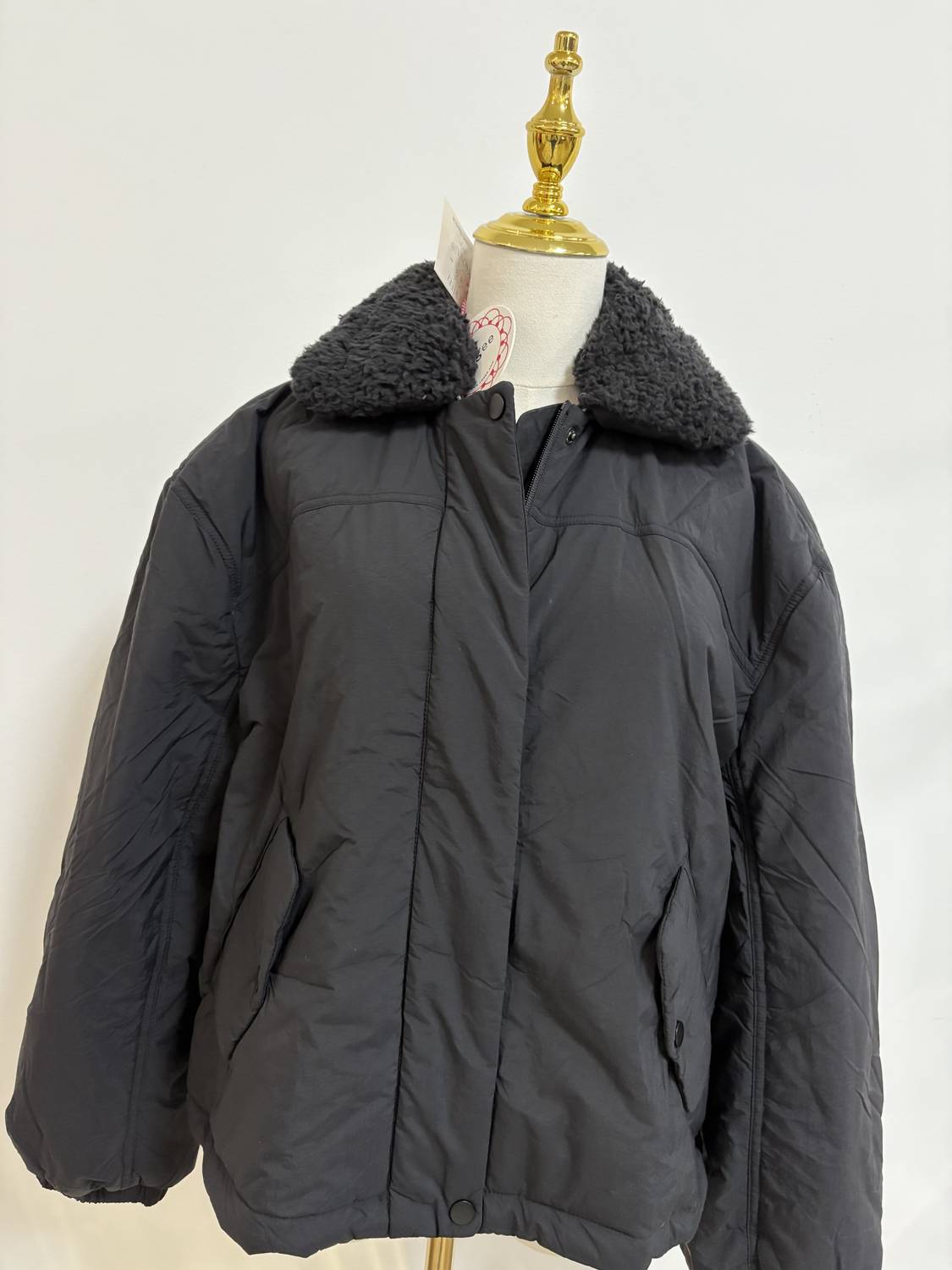 Umgee - Women's Puffer Jacket With Detachable Sherpa Collar