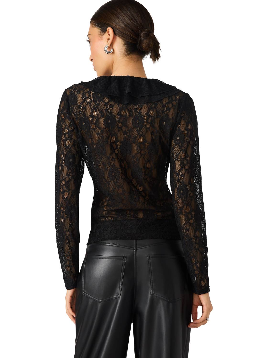 STEVE MADDEN Elvie Long Sleeve Top in black - women's long sleeve top - alternate view