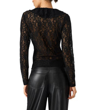 STEVE MADDEN Elvie Long Sleeve Top in black - women's long sleeve top - detail view