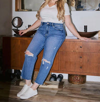 Vervet By Flying Monkey - High Rise Distressed Crop Jeans - Plus