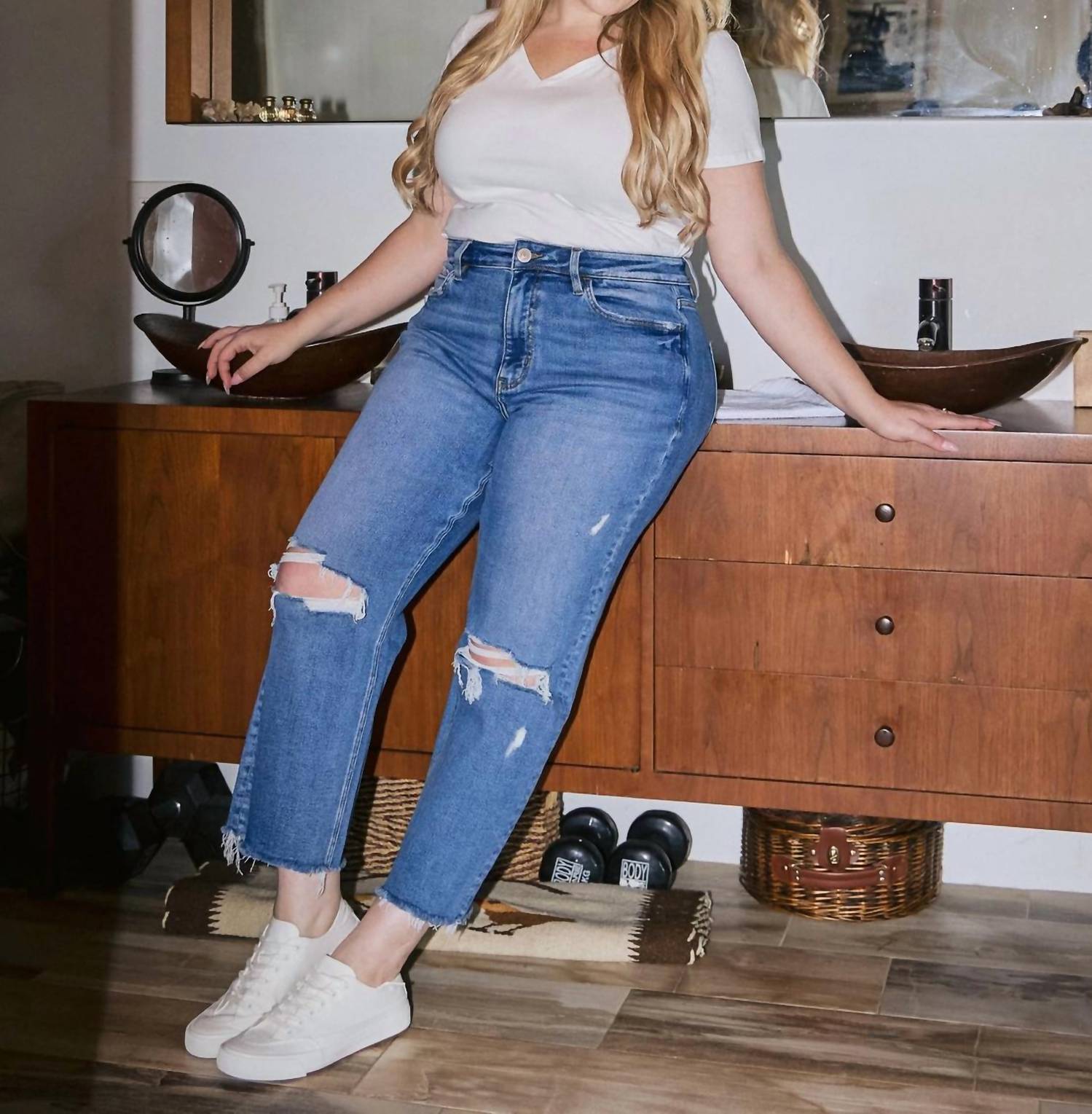 Vervet By Flying Monkey - High Rise Distressed Crop Jeans - Plus