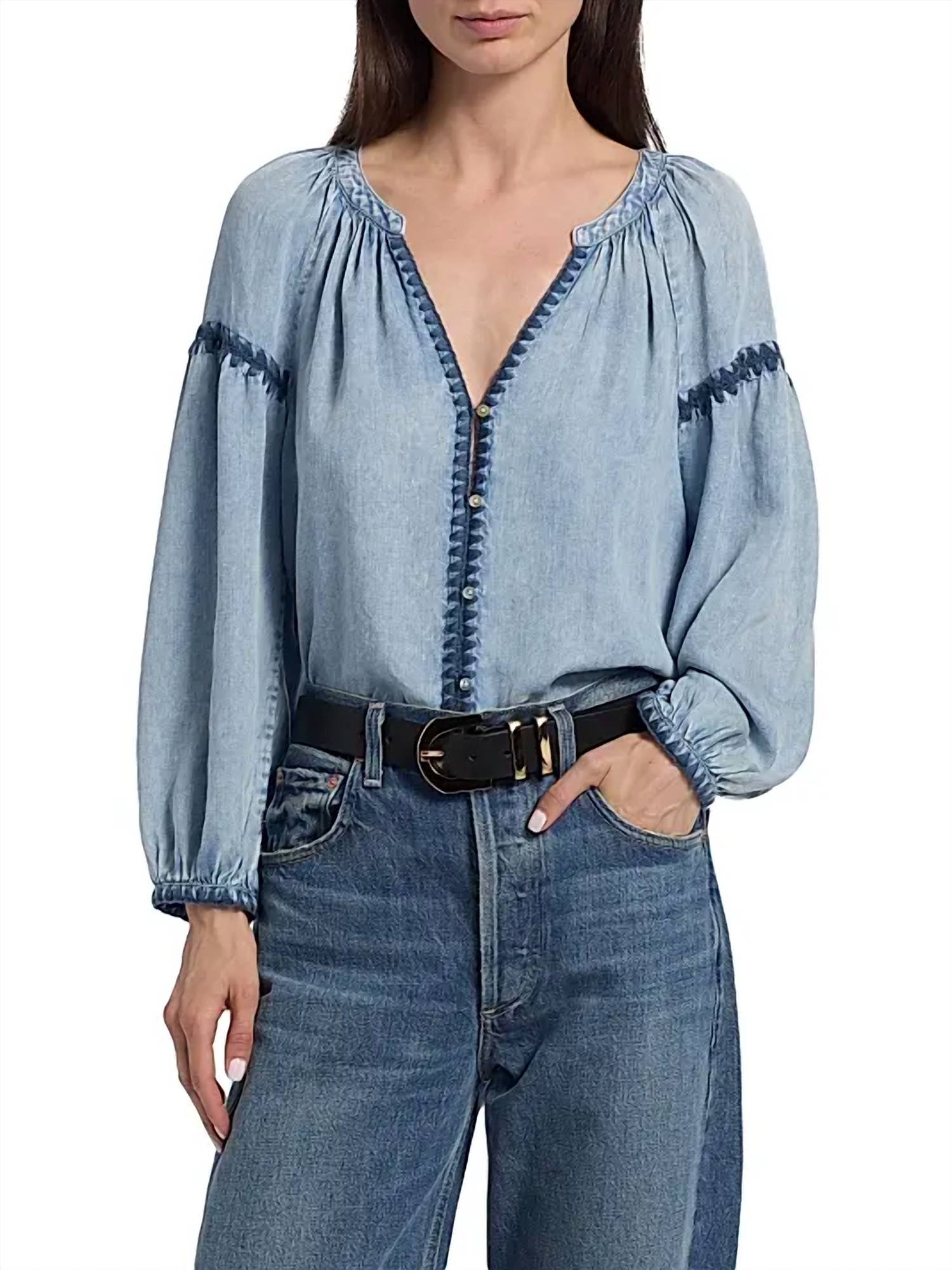 Rails - Toshi Denim Peasant Top