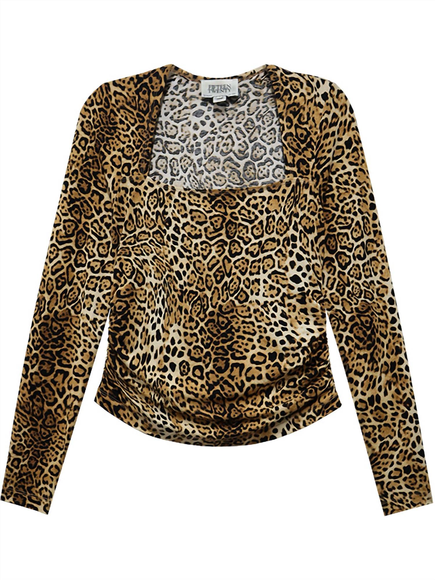 Fifteen Twenty Cady Shirred Top in leopard - women's long sleeve top - view 4