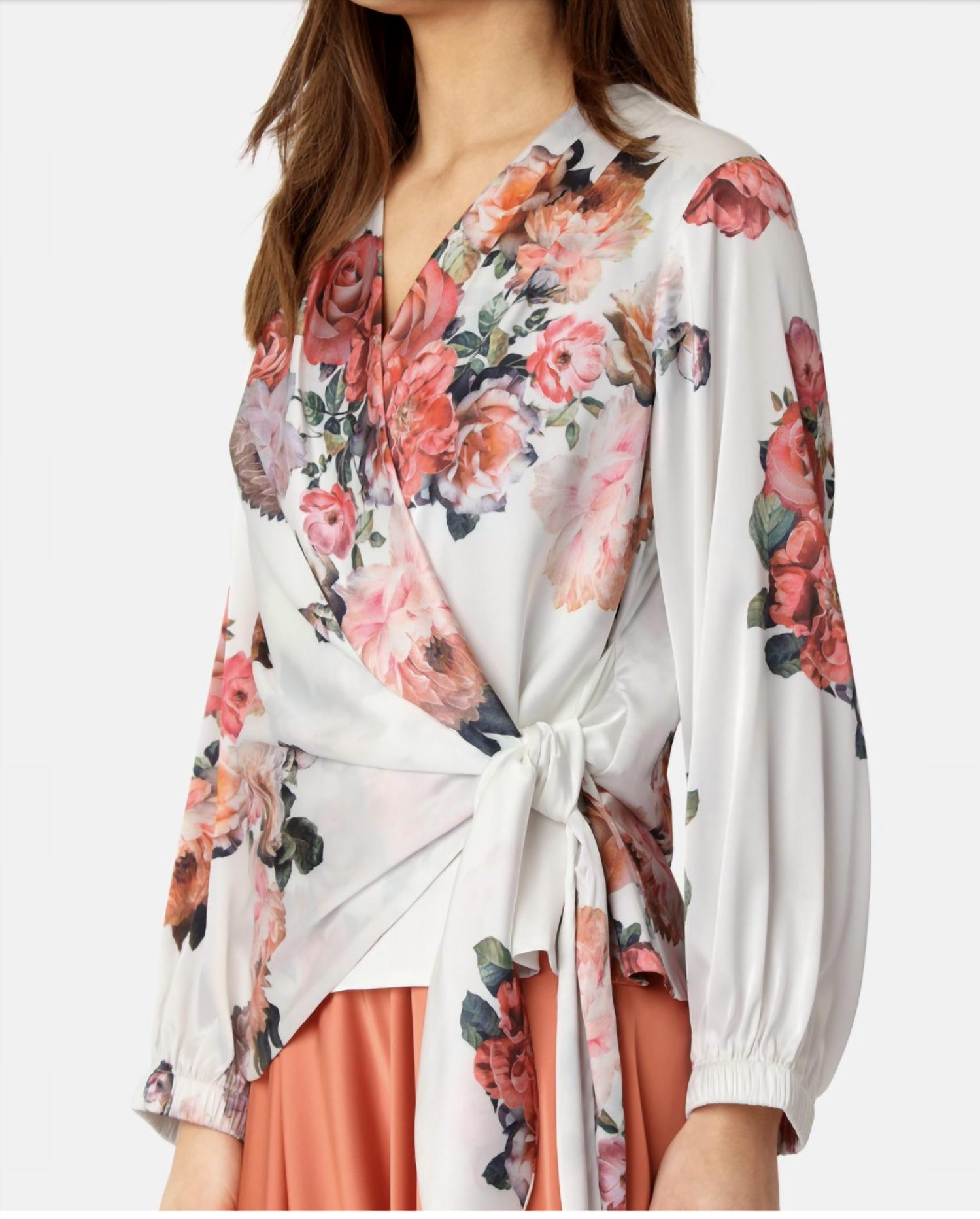 Karmamia ELENA WRAP BLOUSE in fiori blanc - women's blouse