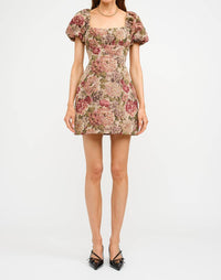 Sofie The Label - Floral Jacquard Puff Sleeve Dress