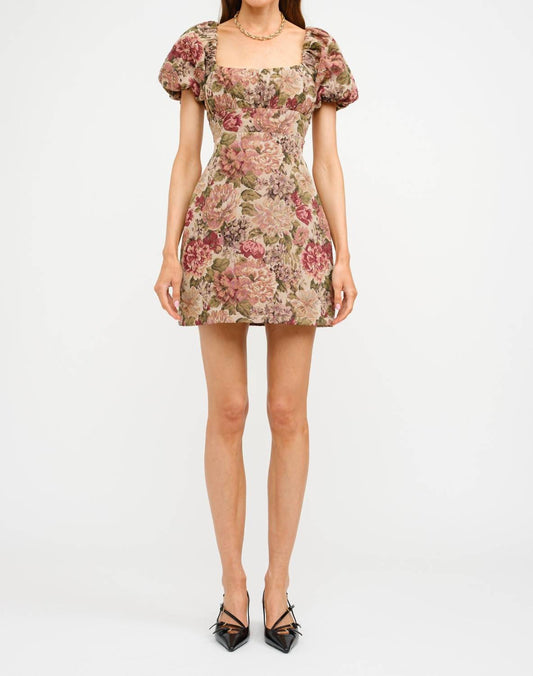 Sofie The Label - Floral Jacquard Puff Sleeve Dress