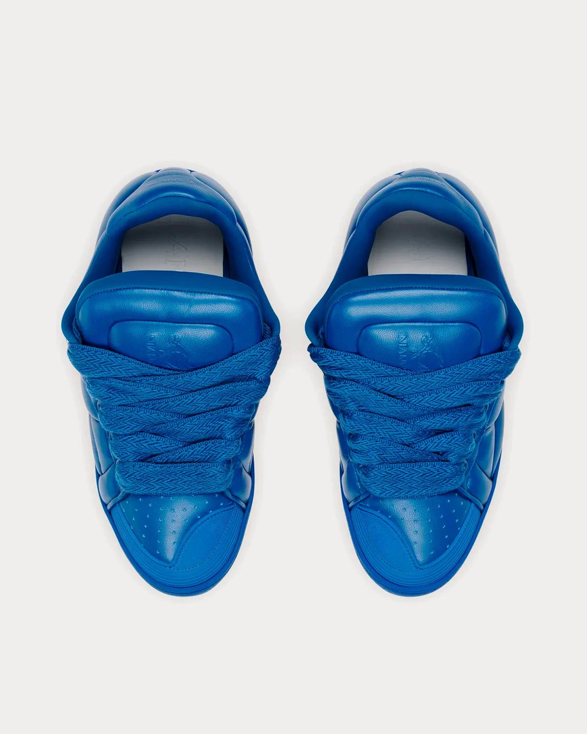 LANVIN Men's Curb Xl Padded Leather Low Top Sneakers in ocean blue - men's sneaker - view 4