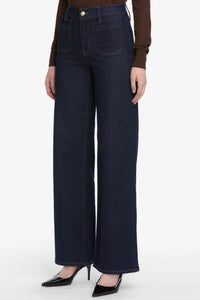 FRAME Le Slim Palazzo Modernist Jeans in rinse - women's jeans - detail view