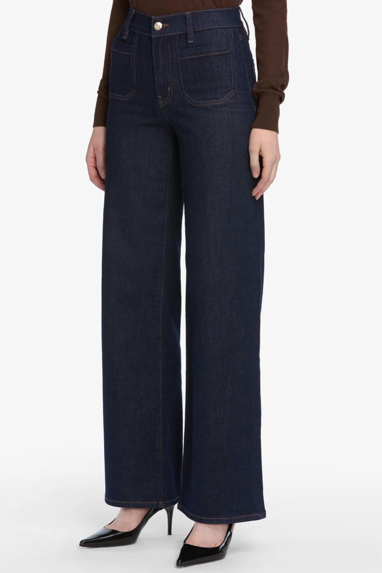 FRAME Le Slim Palazzo Modernist Jeans in rinse - women's jeans - detail view
