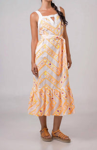 Aether Concept - Midi Linen Dress With Embroidery