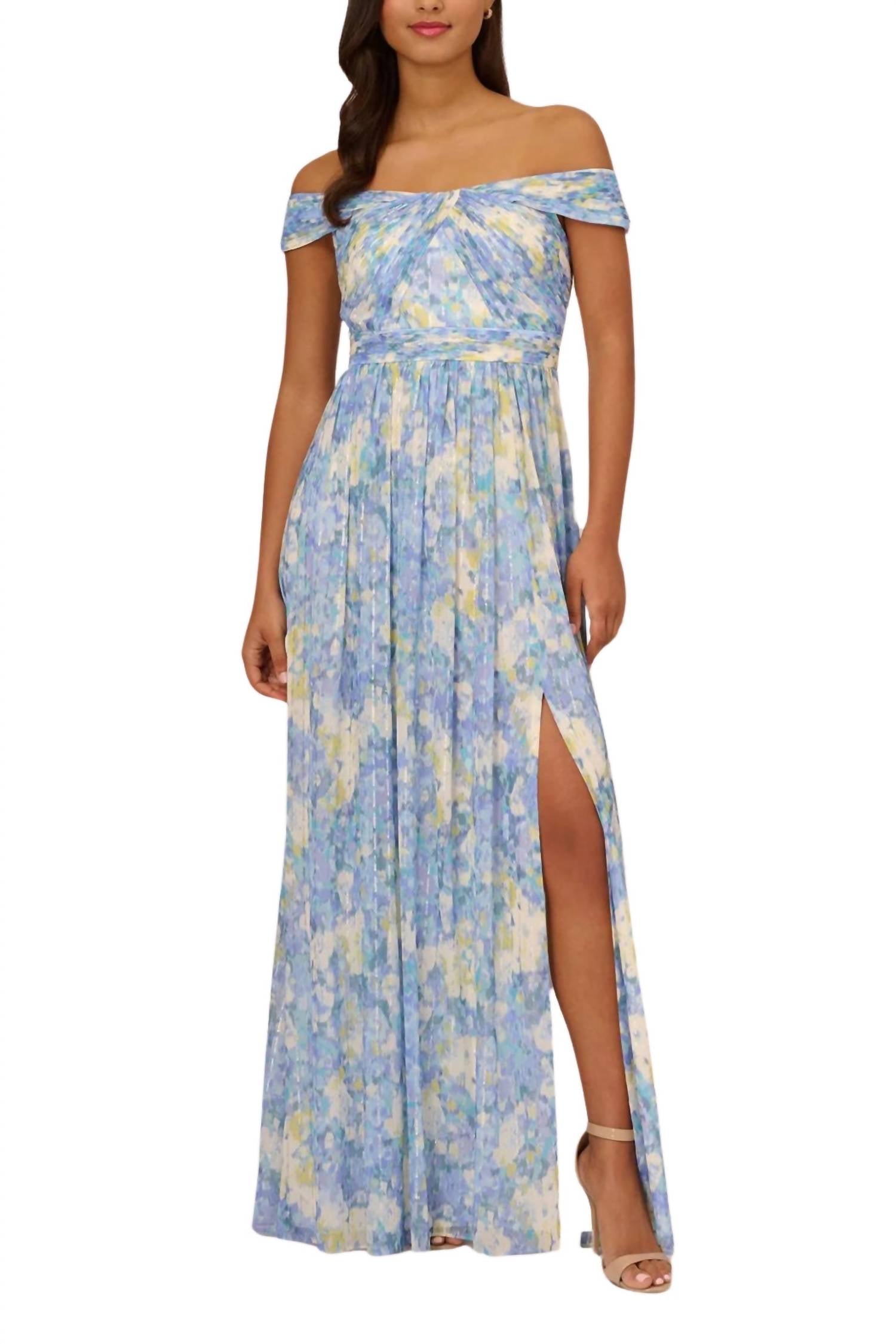 Adrianna Papell - Off The Shoulder Chiffon Gown