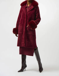 Joseph Ribkoff - Feather Yarn And Faux Fur Sweater Coat