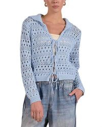 Elan - Open Knit Tie Front Sweater