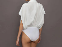 Norma Kamali - Super Boyfriend Neck Shirt Bodysuit