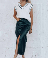 Mustard Seed Times Square Leather Midi Skirt in green - women's skirt
