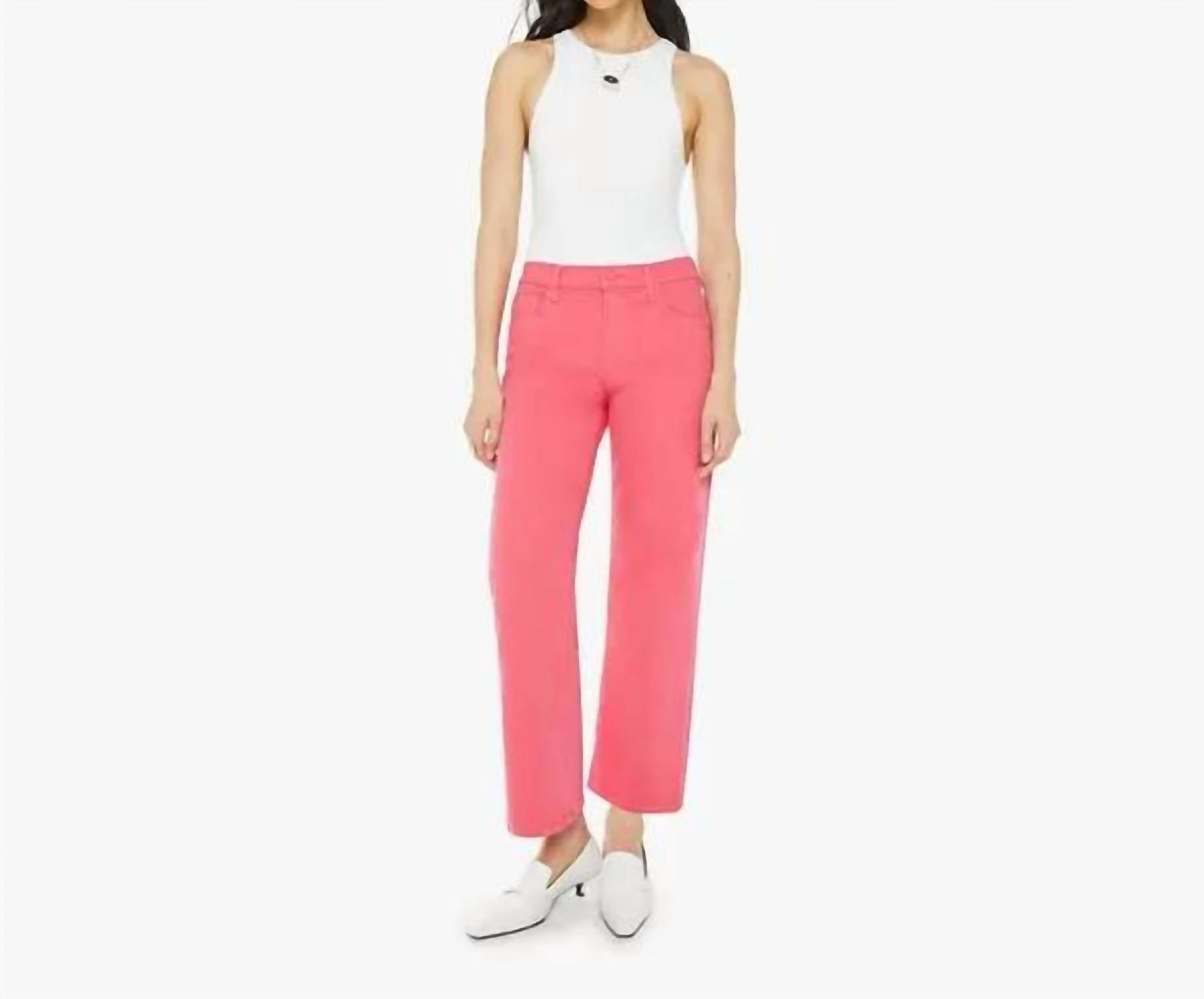 Mother Mid Rise Maven Flood Play Date Jeans in rouge red - women's jeans