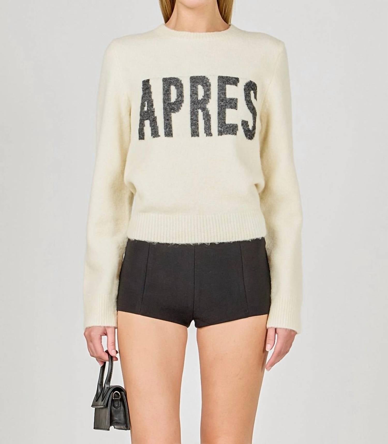 endless rose Apres Crewneck Sweater in ivory - women's sweater