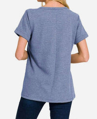 Zenana - Melange Baby Waffle Shirt