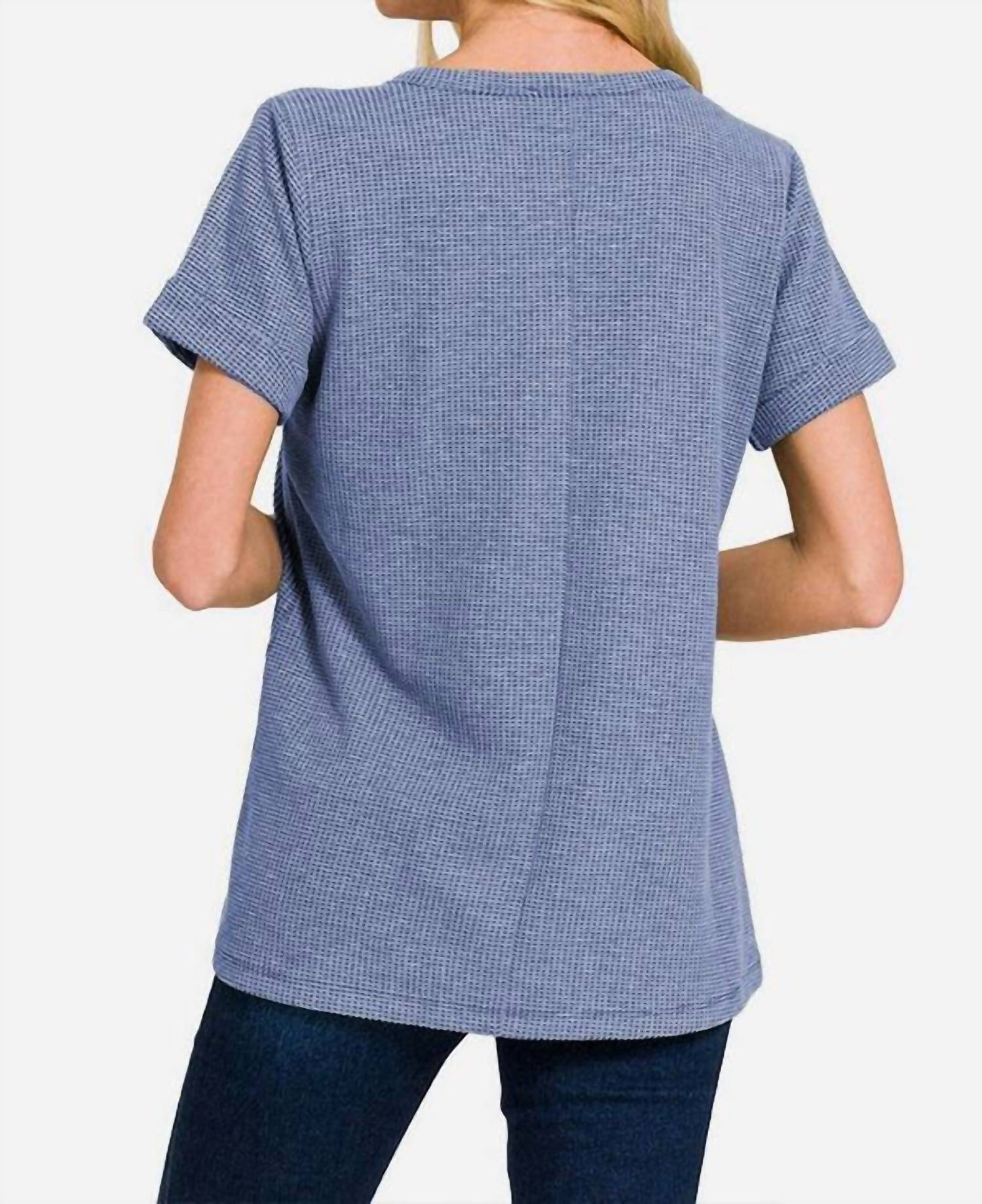 Zenana - Melange Baby Waffle Shirt