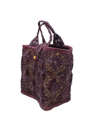 Shebobo - Women's Large Lusha Macrame Diamond And Crochet Straw Basket Bag