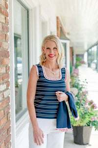 Vilagallo - Ruffled Stripe Tank Top