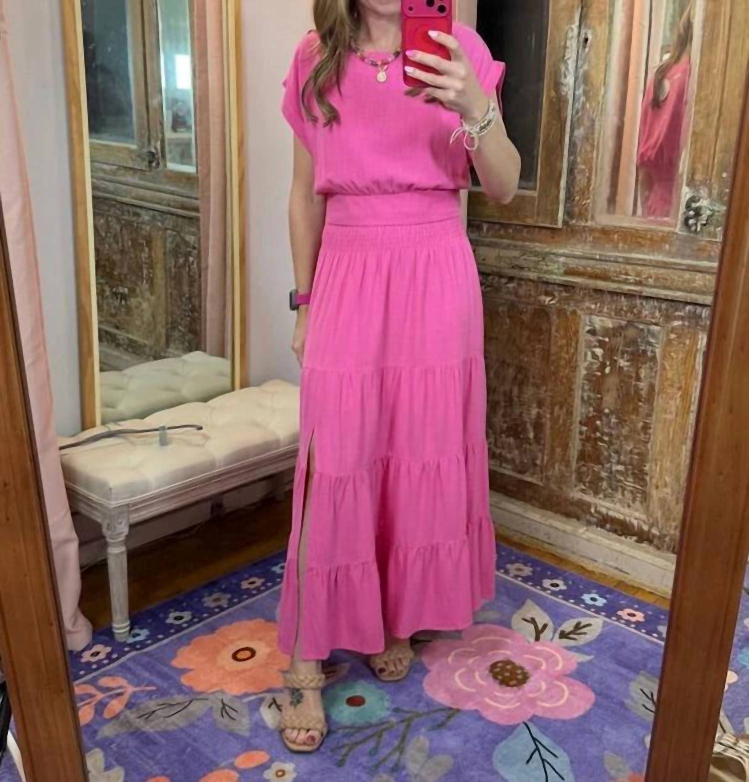 Wishlist - Two Piece Linen Midi Skirt Set