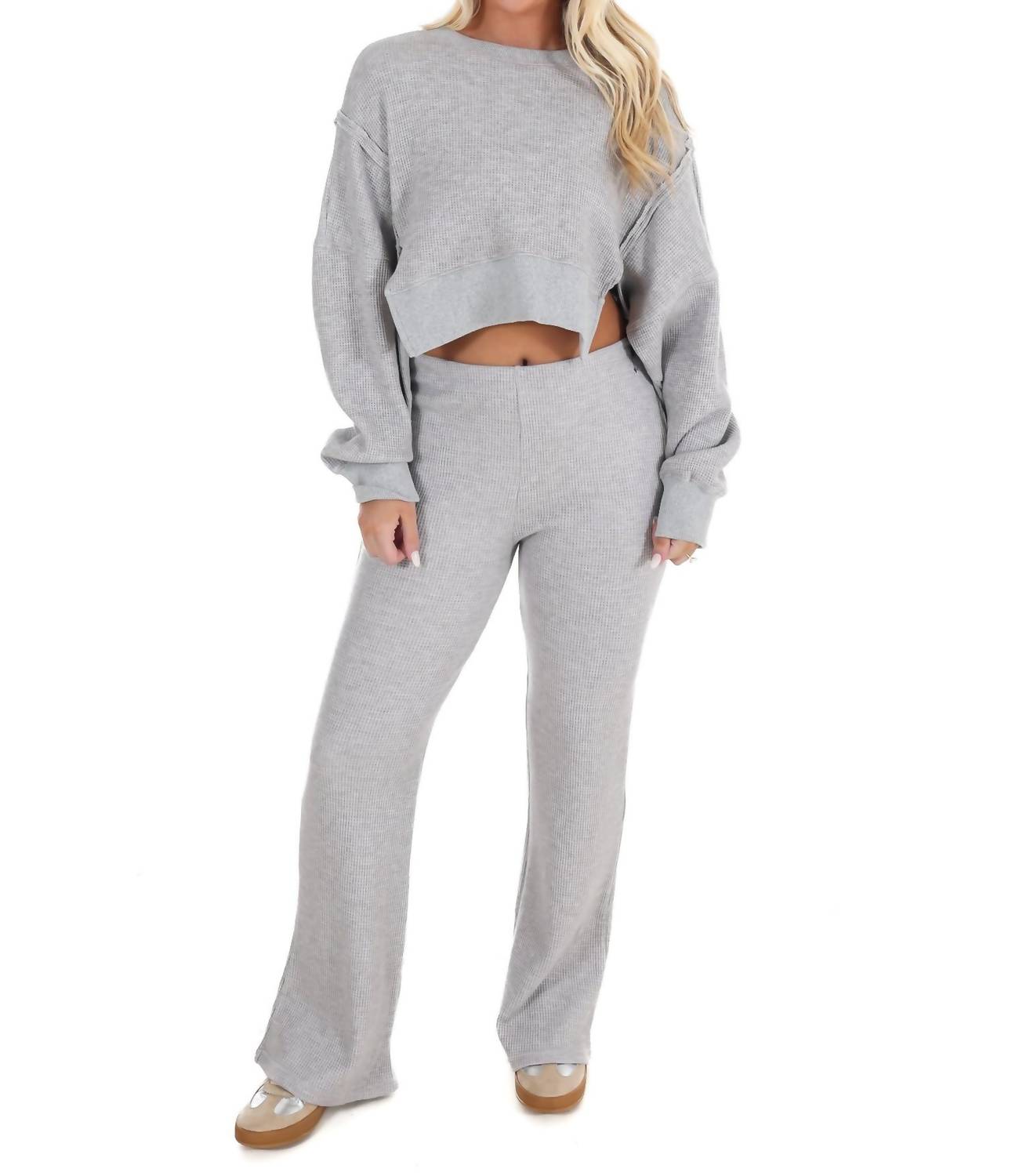 Kimberly C - All Day Cozy Waffle Knit Sweater Set