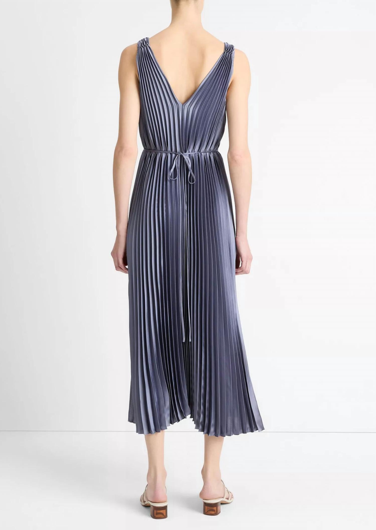 Vince - Hand smocked pleated satin dress