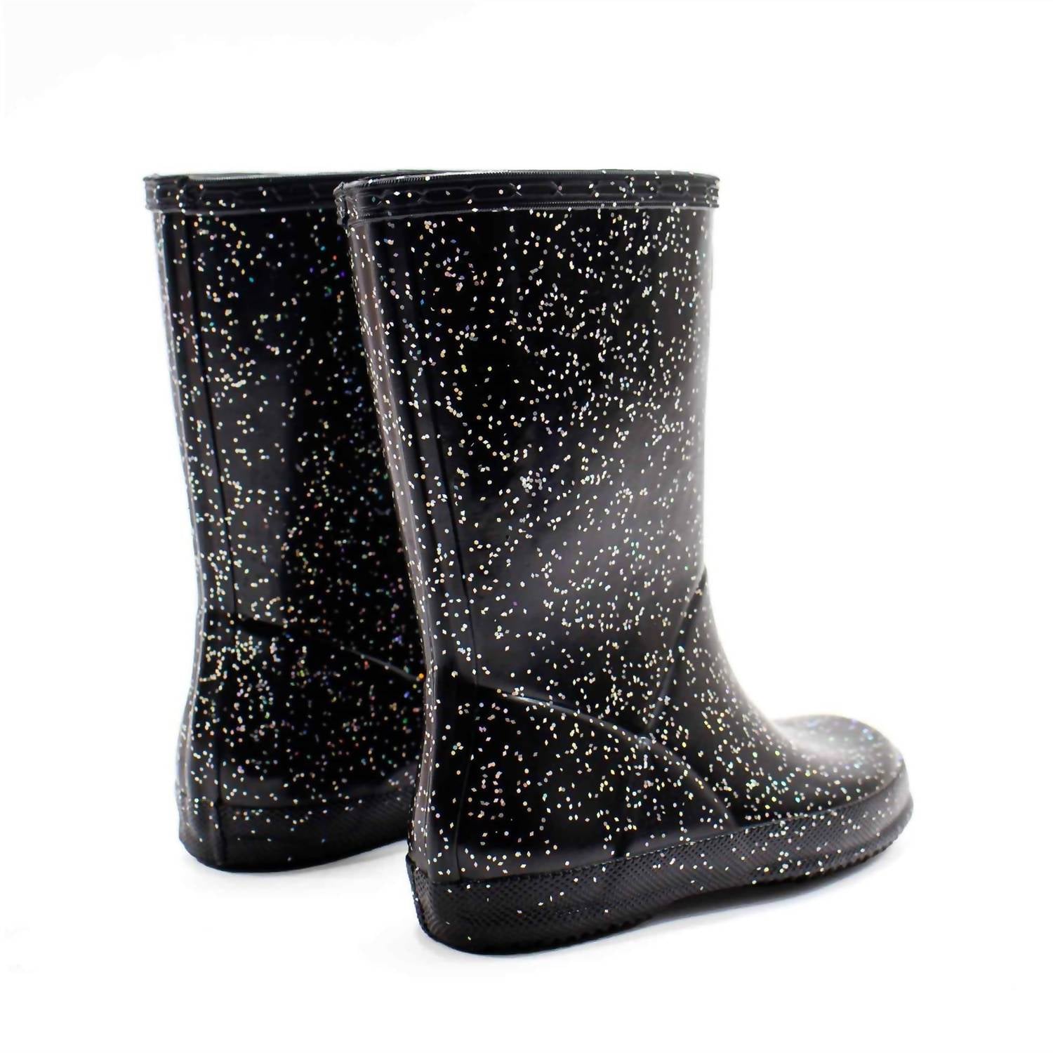 HUNTER Kids Original First Giant Glitter Rain Boots in black - kids' shoe - detail view
