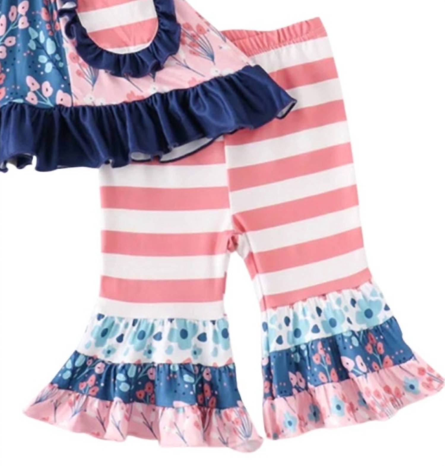 Okie + Lou - Girls Frills & Stripes Two Piece Set