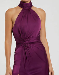 Mac Duggal - Leena Open Back High Neck Side Ruched Gown