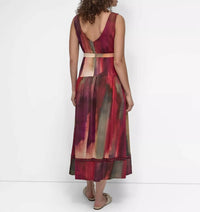 DKNY Abstract-print Midi Dress in red - women's dress - alternate view