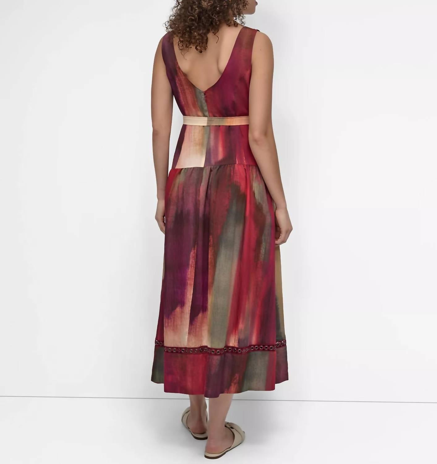 DKNY Abstract-print Midi Dress in red - women's dress - alternate view