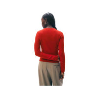 White + Warren Cashmere Slim Stretch Crew Sweater in deep crimson 1 - women's sweater - detail view