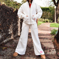 Katie J NYC Girl's Tanner Lips Sweatpants in vintage white - kids' joggers - alternate view
