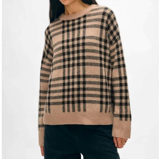White + Warren - Cashmere Plaid Crewneck Sweater