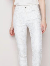 Charlie B - Printed Twill Pant With Hem Slit