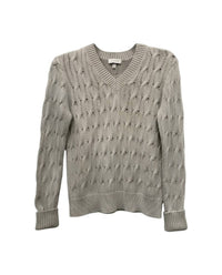 Kinross Women's Cable V-neck Sweater in stonewashed - women's sweater
