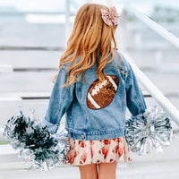 Sweet Wink - Girls’ Sequin Football Denim Jacket