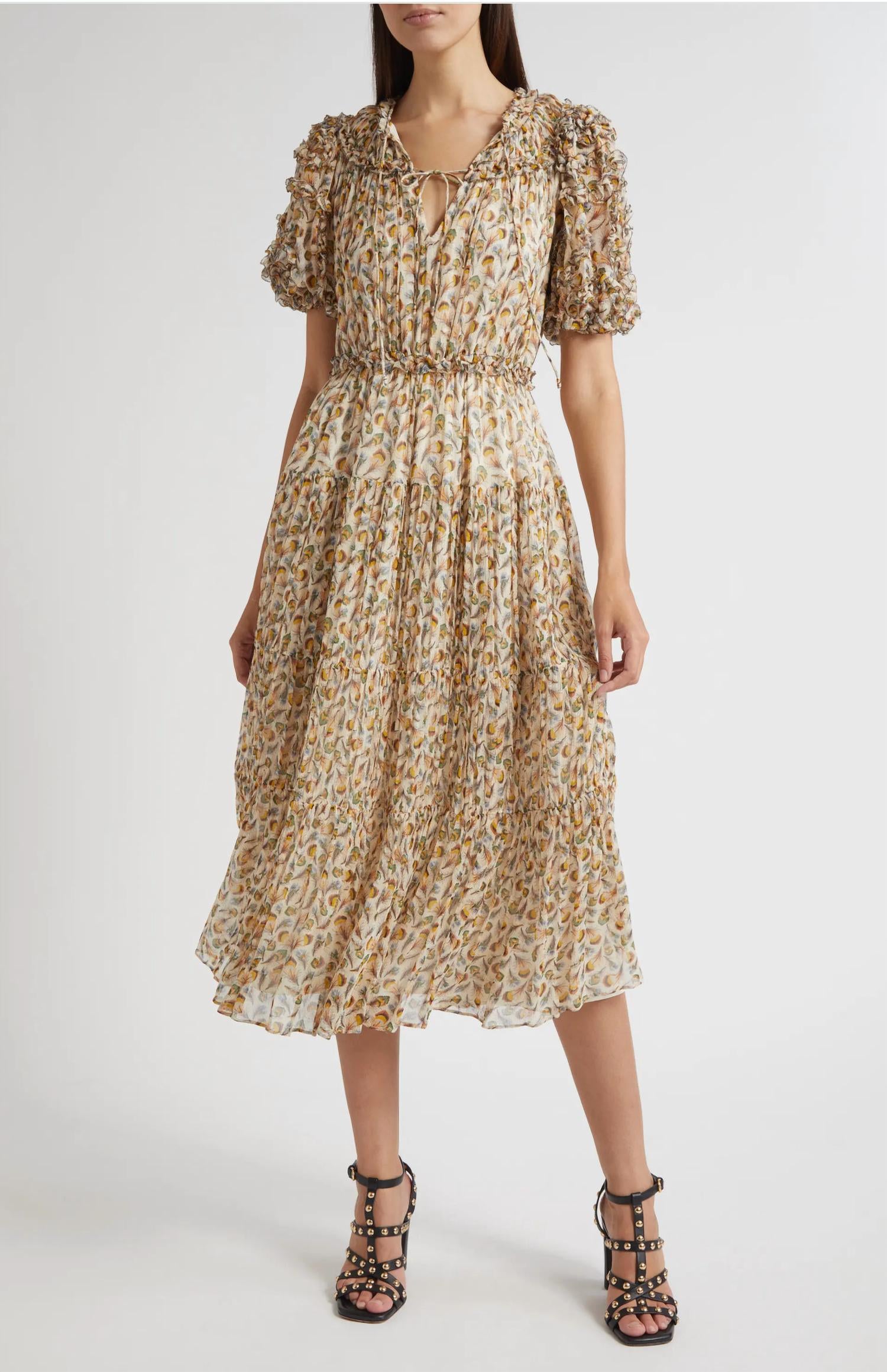 Ulla Johnson - Nan Silk Short Sleeve Midi Dress