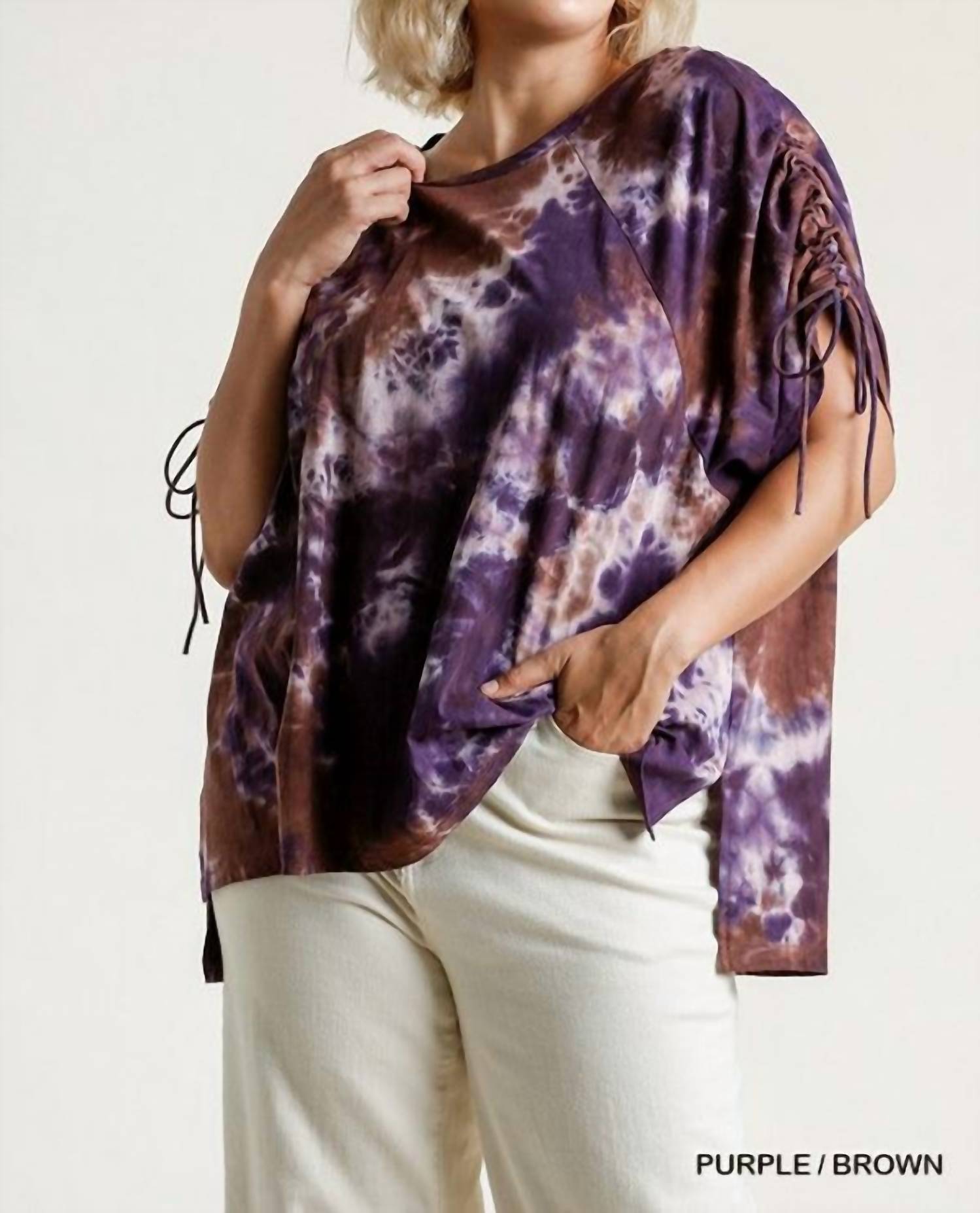 Umgee - Tie Dye Cinched Sleeve Top